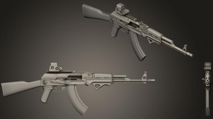 نموذج ثلاثي الأبعاد لآلة CNC سلاح AK 47 الحديثة